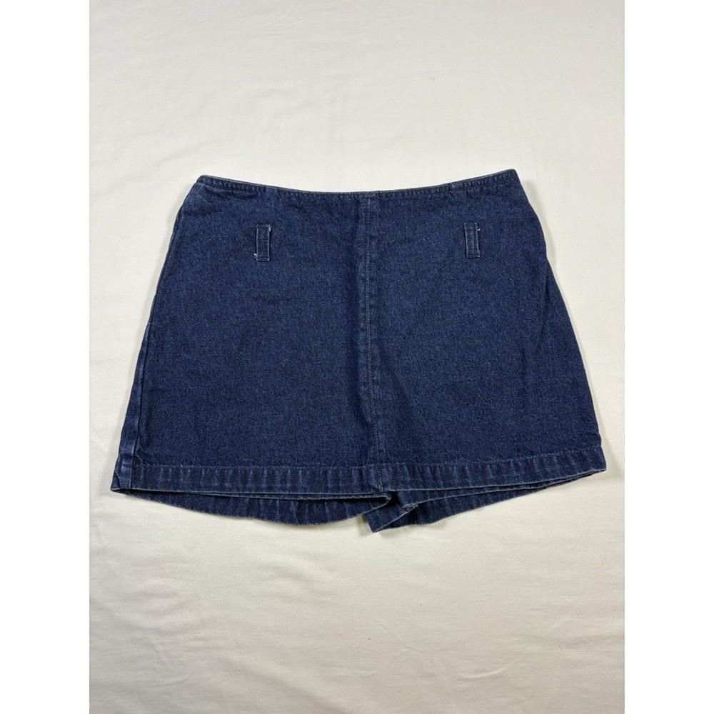 Vintage Y2K jr-s.com Denim Skort Womens 7/8 Dark Wash Blue Jean Skirt 100% Co